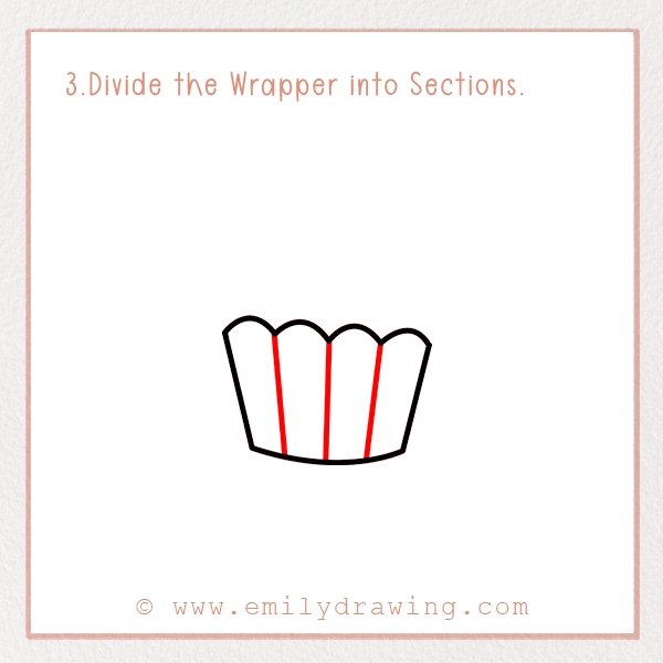 How to Draw a Clover Cupcake - Step 3 - Divide the Wrapper into Sections.