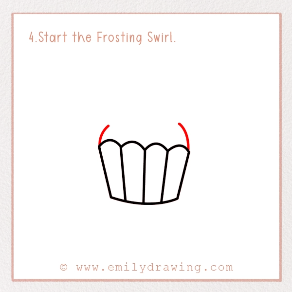 How to Draw a Clover Cupcake - Step 4 - Start the Frosting Swirl.