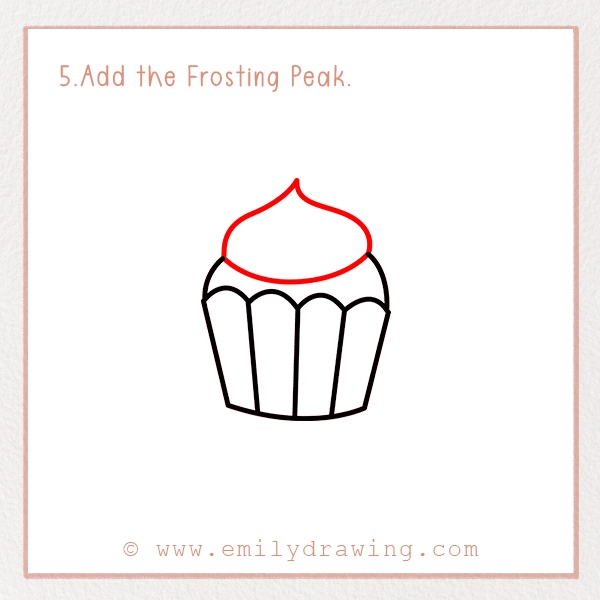 How to Draw a Clover Cupcake - Step 5 - Add the Frosting Peak.