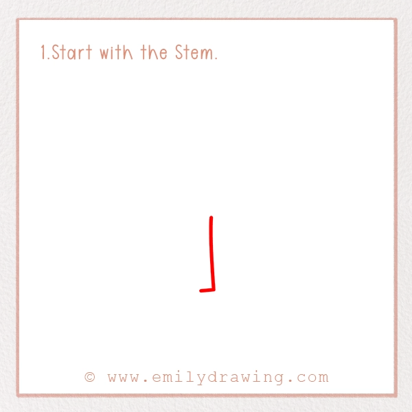 How to Draw St. Patrick’s Day Clover - Step 1 - Start with the Stem.