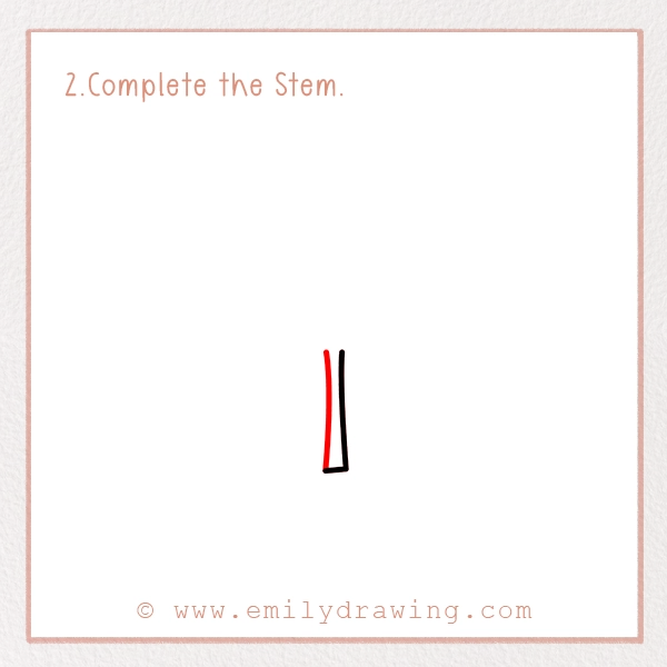 How to Draw St. Patrick’s Day Clover - Step 2 - Complete the Stem.