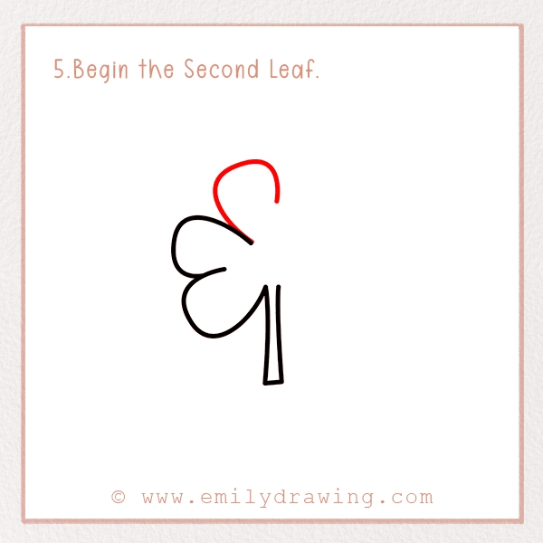 How to Draw St. Patrick’s Day Clover - Step 5 - Begin the Second Leaf.