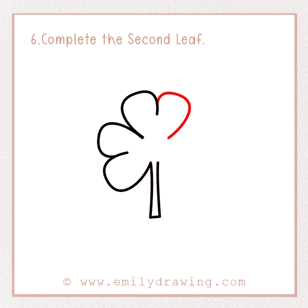 How to Draw St. Patrick’s Day Clover - Step 6 - Complete the Second Leaf.
