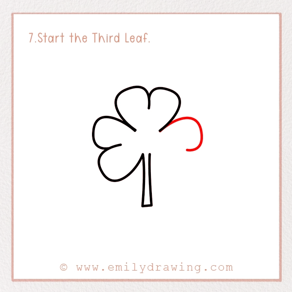 How to Draw St. Patrick’s Day Clover - Step 7 - Start the Third Leaf.