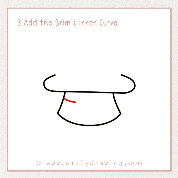 How to Draw St. Patrick’s Day Coin Hat - Step 3 - Add the Brim’s Inner Curve.