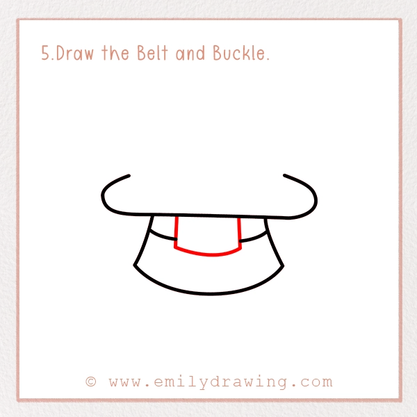 How to Draw St. Patrick’s Day Coin Hat - Step 5 - Draw the Belt and Buckle.