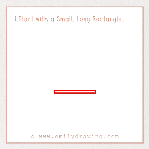 How to Draw a Ramadan Dome - Step 1 - Start with a Small, Long Rectangle.