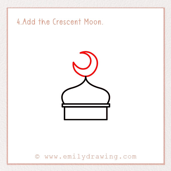 How to Draw a Ramadan Dome - Step 4 - Add the Crescent Moon.