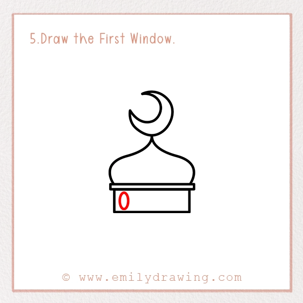How to Draw a Ramadan Dome - Step 5 - Draw the First Window.