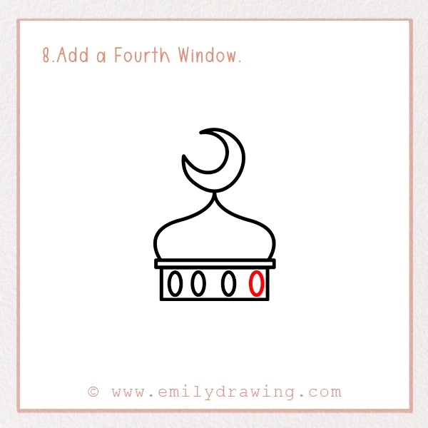How to Draw a Ramadan Dome - Step 8 - Add a Fourth Window.