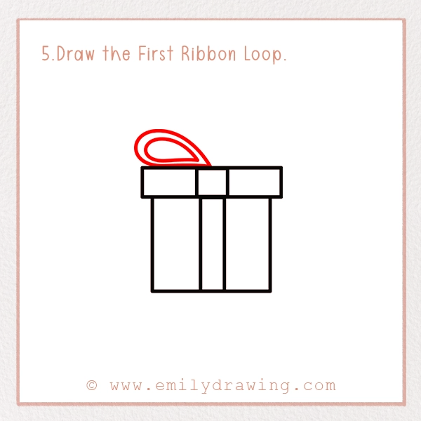 How to Draw a St. Patrick’s Day Gift - Step 5 - Draw the First Ribbon Loop.