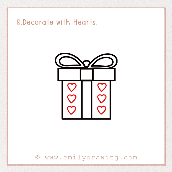 How to Draw a St. Patrick’s Day Gift - Step 8 - Decorate with Hearts.