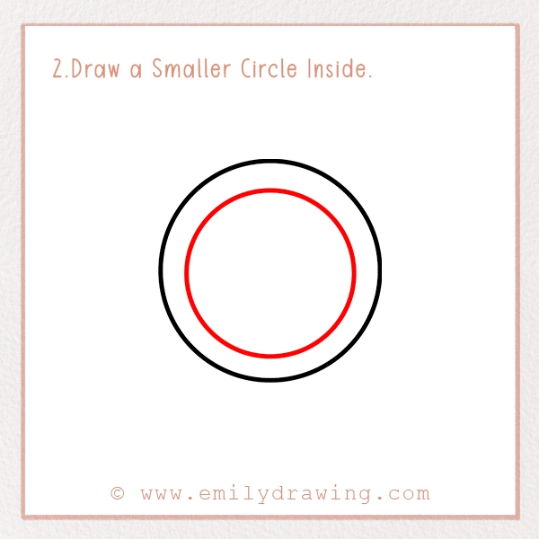 How to Draw St. Patrick’s Day Gold Coin - Step 2 - Draw a Smaller Circle Inside.