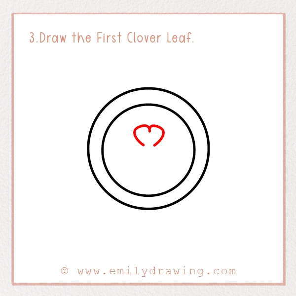 How to Draw St. Patrick’s Day Gold Coin - Step 3 - Draw the First Clover Leaf.