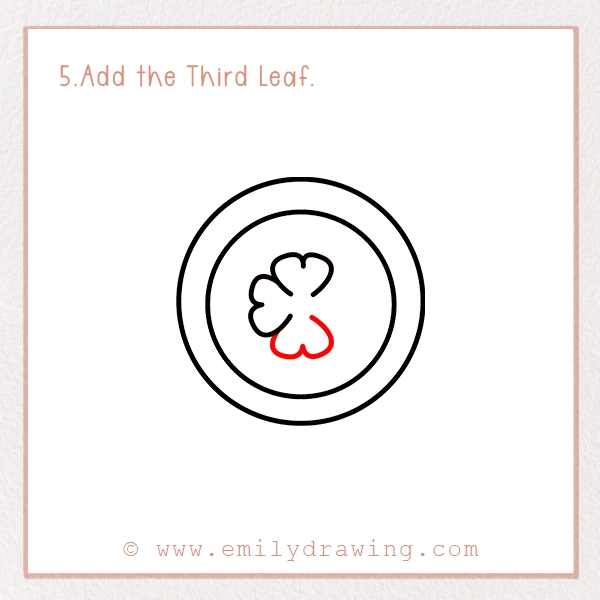 How to Draw St. Patrick’s Day Gold Coin - Step 5 - Add the Third Leaf.