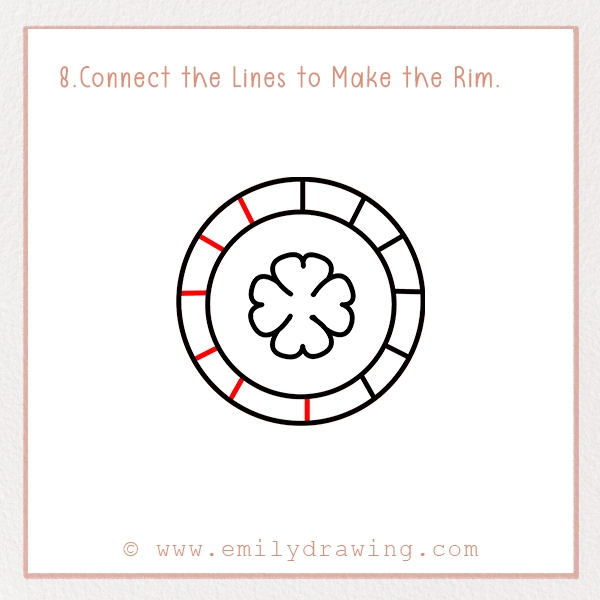 How to Draw St. Patrick’s Day Gold Coin - Step 8 - Connect the Lines to Make the Rim.