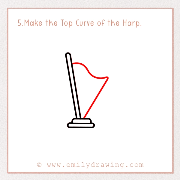 How to Draw St. Patrick’s Day Harp - Step 5 - Make the Top Curve of the Harp.