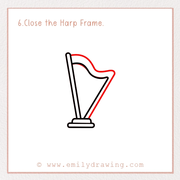 How to Draw St. Patrick’s Day Harp - Step 6 - Close the Harp Frame.