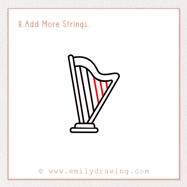 How to Draw St. Patrick’s Day Harp - Step 8 - Add More Strings.