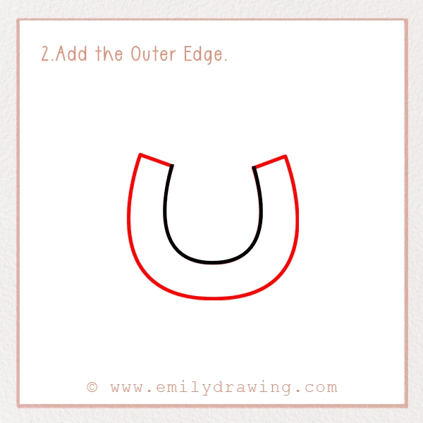 How to Draw St. Patrick’s Day Horseshoe - Step 2 - Add the Outer Edge.