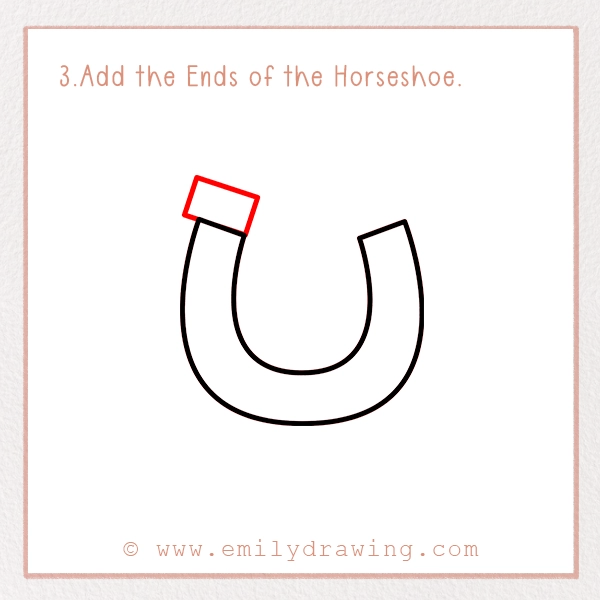 How to Draw St. Patrick’s Day Horseshoe - Step 3 - Add the Ends of the Horseshoe.