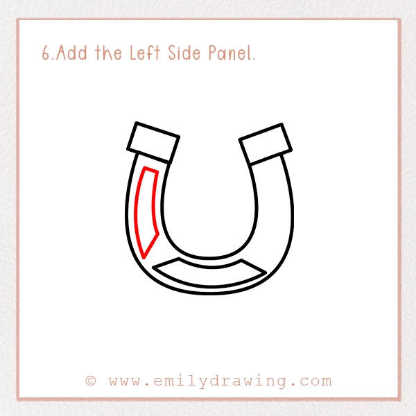 How to Draw St. Patrick’s Day Horseshoe - Step 6 - Add the Left Side Panel.