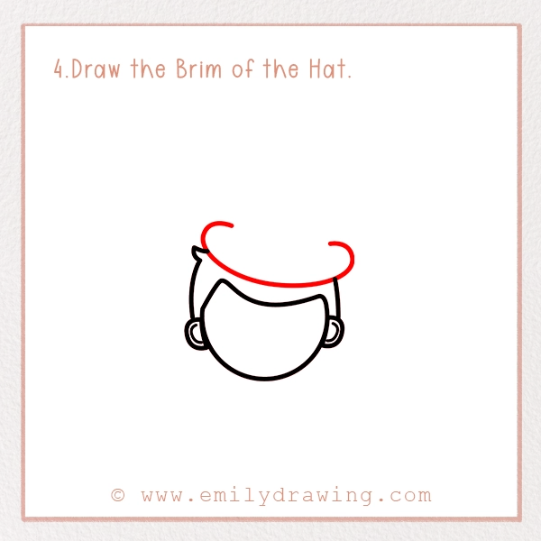 How to Draw a Kid - Step 4 - Draw the Brim of the Hat.