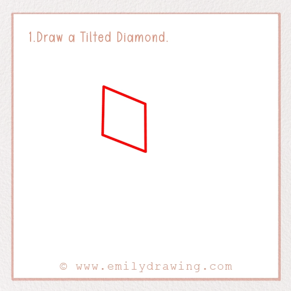 How to Draw a Ramadan Koran - Step 1 - Draw a Tilted Diamond.
