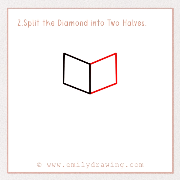 How to Draw a Ramadan Koran - Step 2 - Split the Diamond into Two Halves.