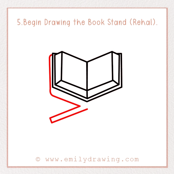 How to Draw a Ramadan Koran - Step 5 - Begin Drawing the Book Stand (Rehal).