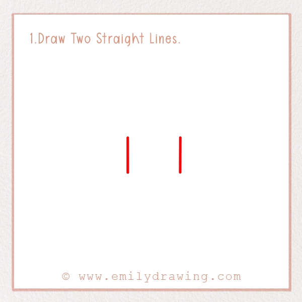 How to Draw a Ramadan Lamp - Step 1 - Draw Two Straight Lines.