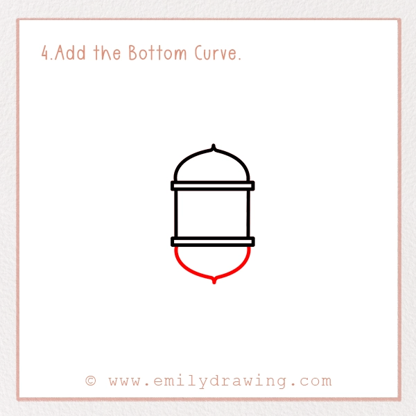 How to Draw a Ramadan Lamp - Step 4 - Add the Bottom Curve.
