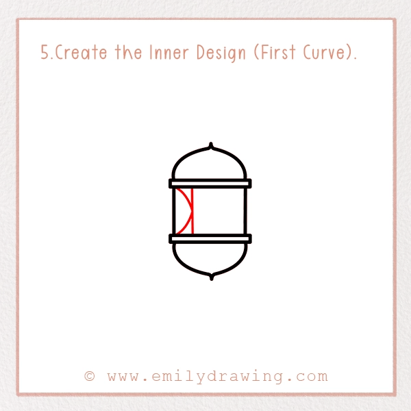 How to Draw a Ramadan Lamp - Step 5 - Create the Inner Design (First Curve).