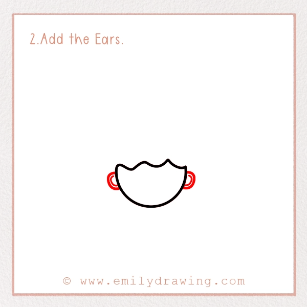 How to Draw St. Patrick’s Day Leprechaun - Step 2 - Add the Ears.