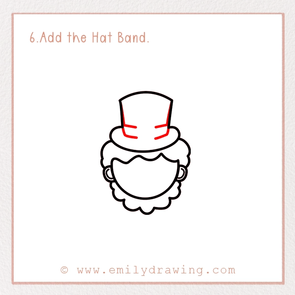 How to Draw St. Patrick’s Day Leprechaun - Step 6 - Add the Hat Band.