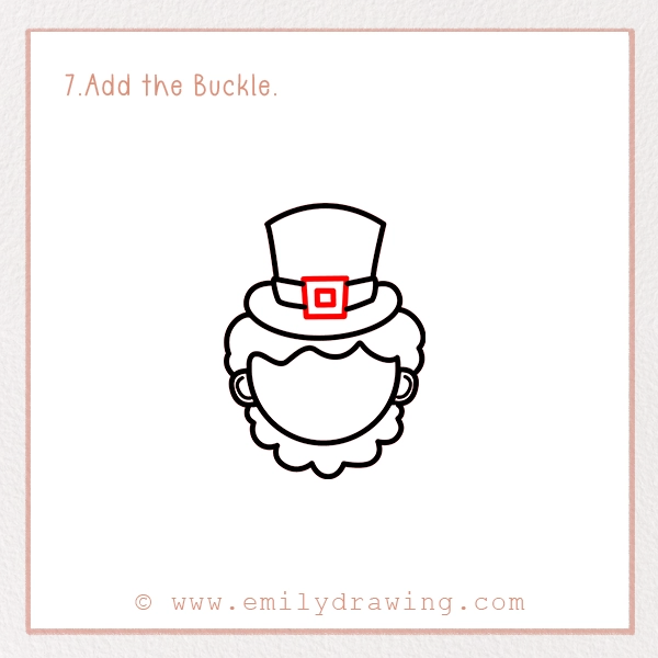How to Draw St. Patrick’s Day Leprechaun - Step 7 - Add the Buckle.
