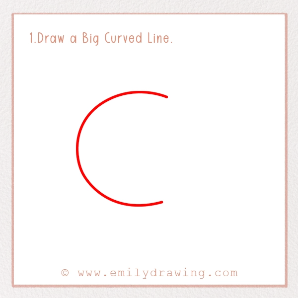 How to Draw a Ramadan Moon - Step 1 - Draw a Big Curved Line.