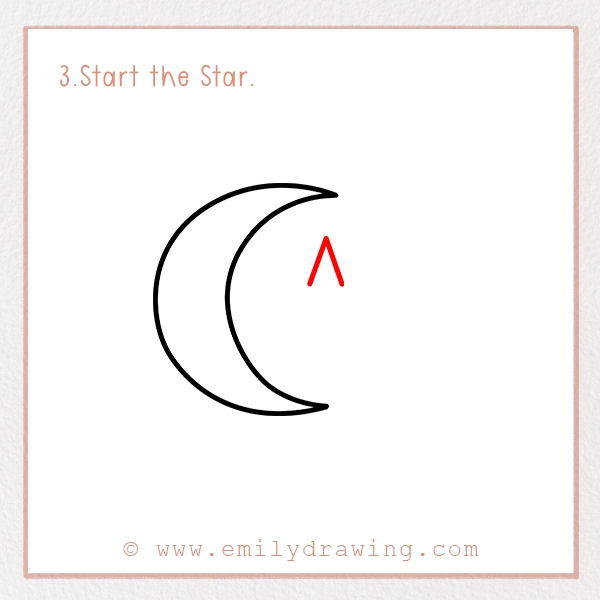 How to Draw a Ramadan Moon - Step 3 - Start the Star.