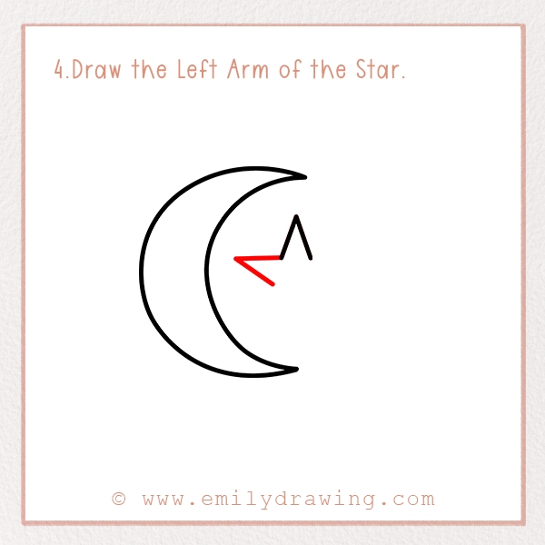 How to Draw a Ramadan Moon - Step 4 - Draw the Left Arm of the Star.