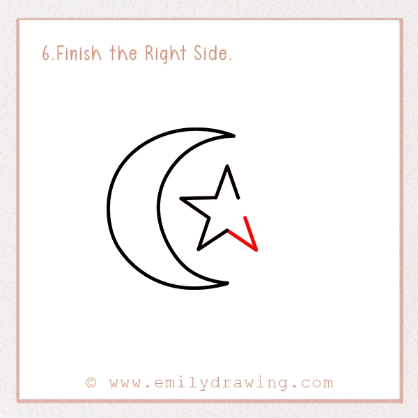 How to Draw a Ramadan Moon - Step 6 - Finish the Right Side.