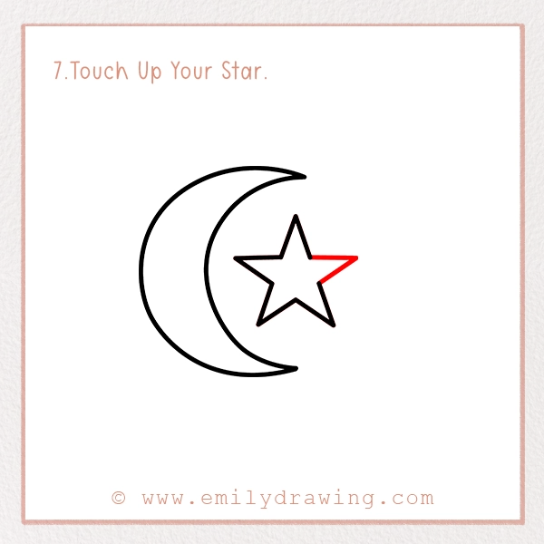 How to Draw a Ramadan Moon - Step 7 - Touch Up Your Star.