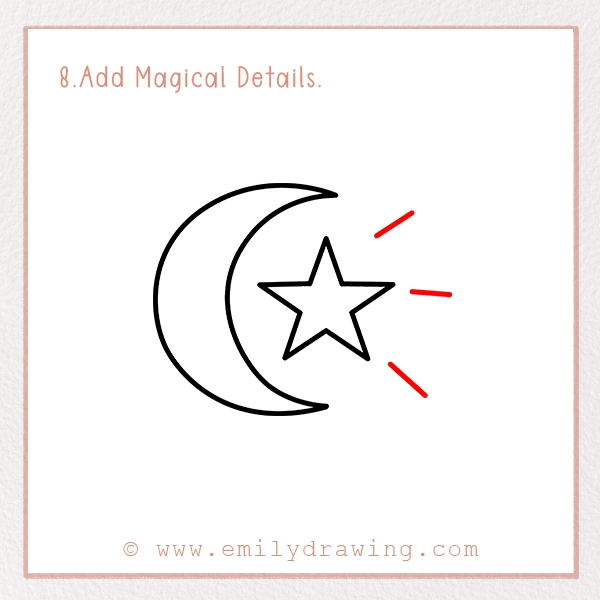 How to Draw a Ramadan Moon - Step 8 - Add Magical Details.
