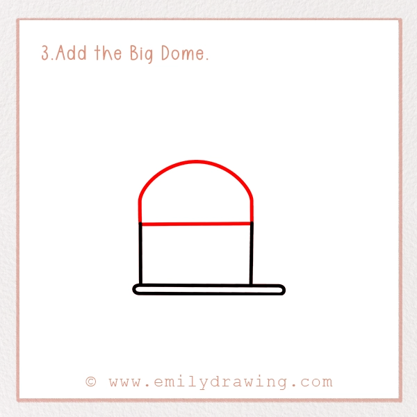 How to Draw a Mosque - Step 3 - Add the Big Dome.