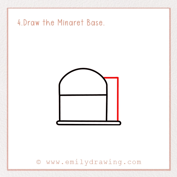 How to Draw a Mosque - Step 4 - Draw the Minaret Base.