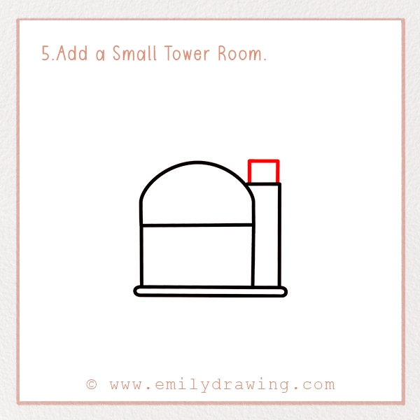How to Draw a Mosque - Step 5 - Add a Small Tower Room.
