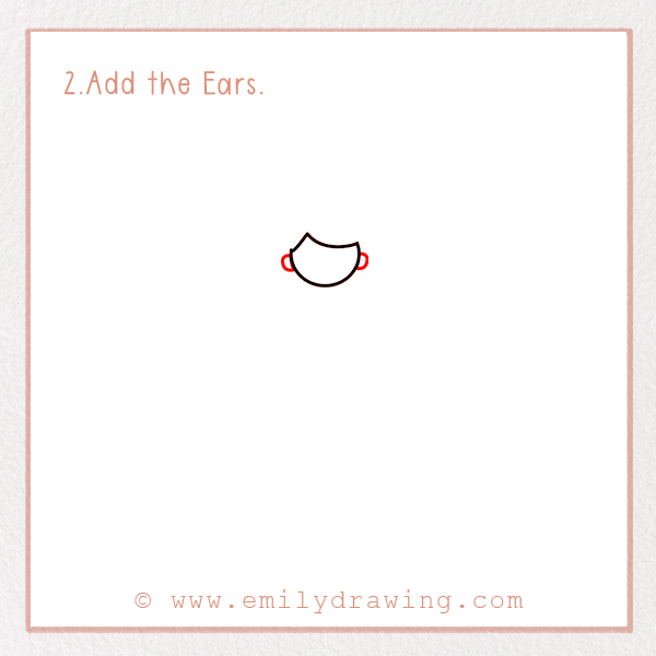 How to Draw a Ramadan Muslim Boy - Step 2 - Add the Ears.