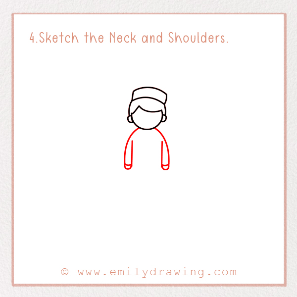 How to Draw a Ramadan Muslim Boy - Step 4 - Sketch the Neck and Shoulders.