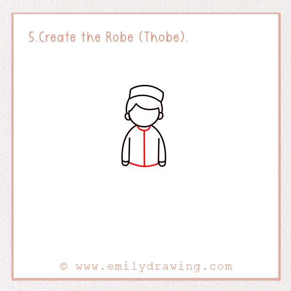 How to Draw a Ramadan Muslim Boy - Step 5 - Create the Robe (Thobe).