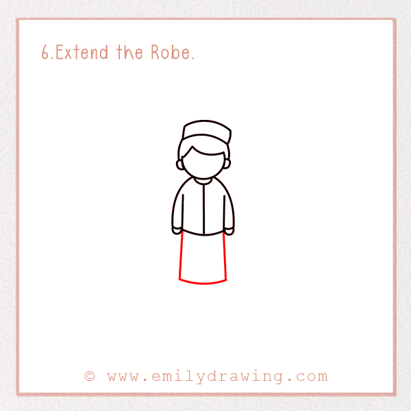How to Draw a Ramadan Muslim Boy - Step 6 - Extend the Robe.