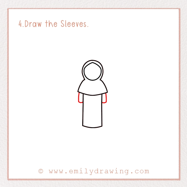How to Draw a Muslim Girl - Step 4 - Draw the Sleeves.